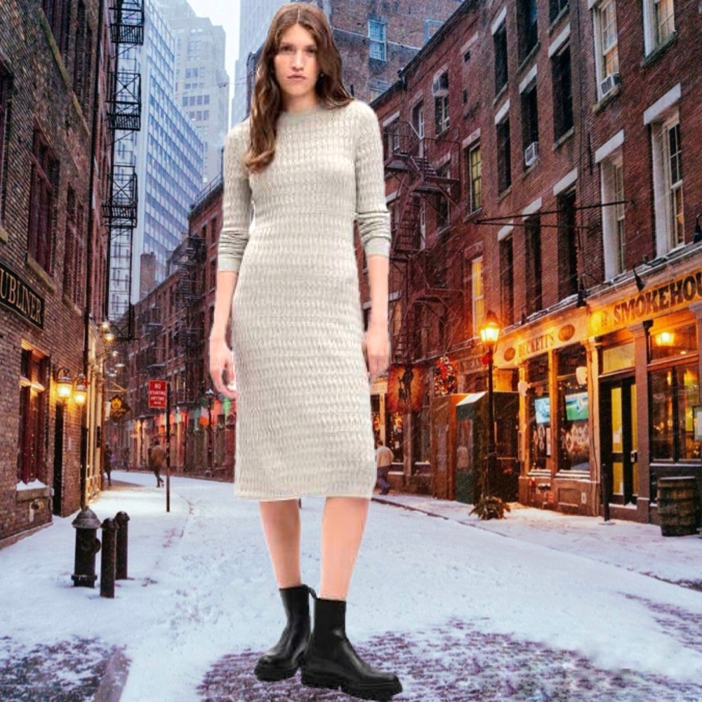 Textured Midi Sweater Dress Set NWOT